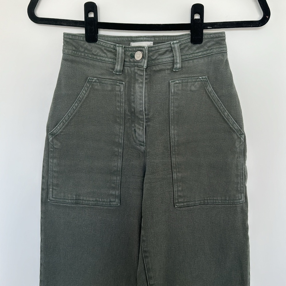 Wilfred Free Artizia Green High Waisted Wide Leg Denim - Size 2 - Picture 2 of 7